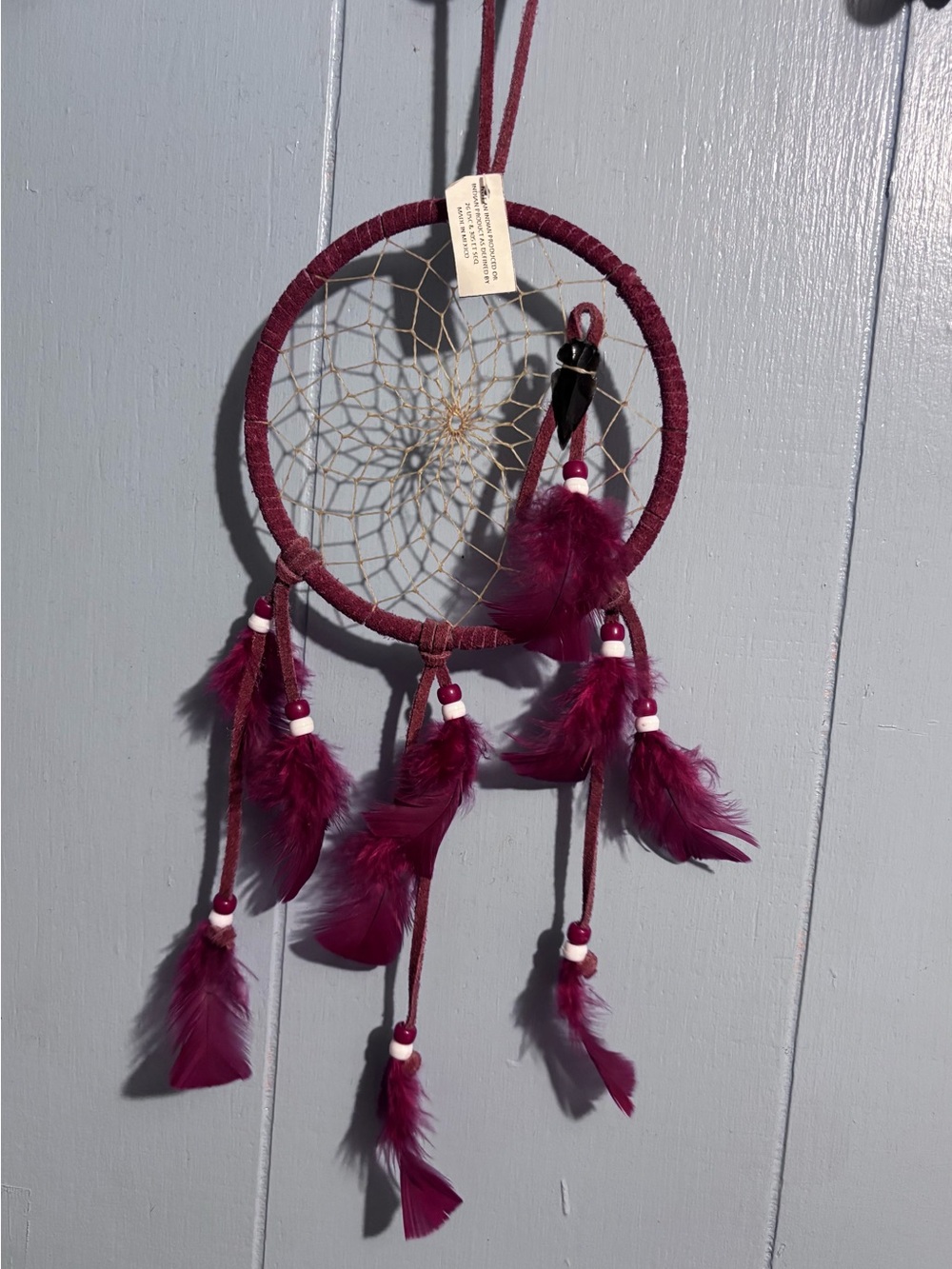 Burgundy Feather Dreamcatcher Wall Hanging